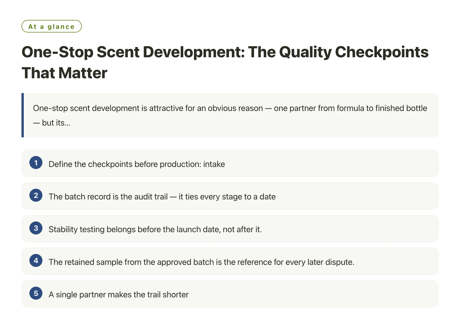 One-Stop Scent Development: The Quality Checkpoints That Matter——全文要点速览